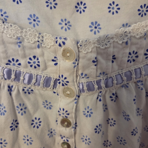 Eileen West Nightgown L White Purple Cotton Cottagecore Prairie Grandmacore - Picture 4 of 8